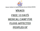 Women welfare for Health & Education Services Pakistan (Whae's), Regd